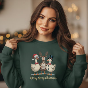 Sudadera Trío Divertido de Gansos de Navidad Reno de Santa 