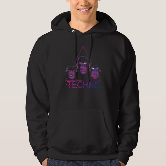 Sudadera Trippy Techno Glitch Monkey Dj Fiesta Raver Festiv (Anverso)