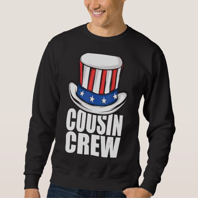 Sudadera Tripulación de primos 4 de julio Tío Sam Gorra (Anverso)
