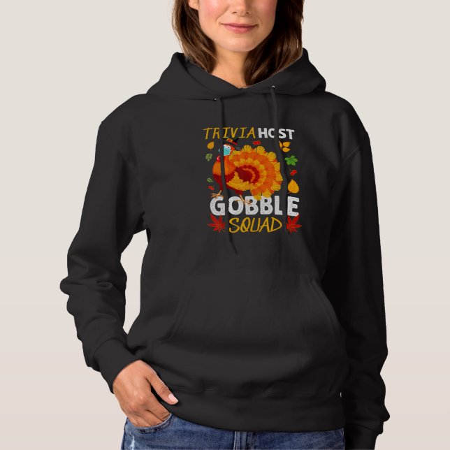Sudadera Trivia Anfitrión Gobble Squad Turquía Mask Acción  (Anverso)