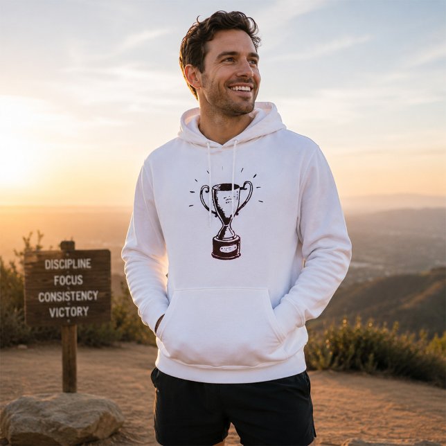 Sudadera Trofeo Dibujado a Mano Retro Premio en Blanco y Ne (Subido por el creador)