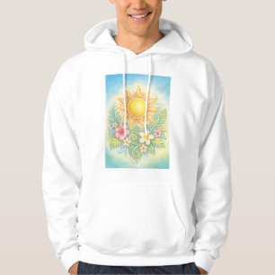 Sudadera Tropical Sun with Pink Hibiscus and Plumeria