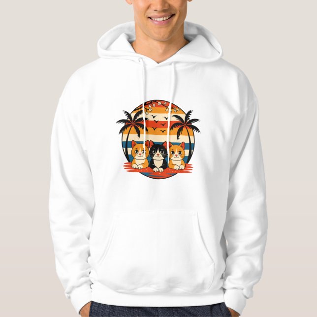 Sudadera Tropical Sunset Cats Design (Anverso)