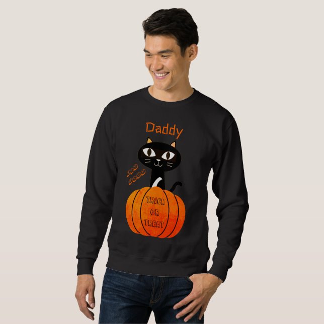 Sudadera Truco espeluznante o trato de Halloween con gatos  (Anverso completo)