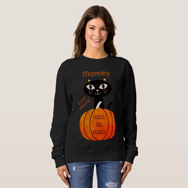 Sudadera Truco espeluznante o trato de Halloween con gatos  (Anverso completo)