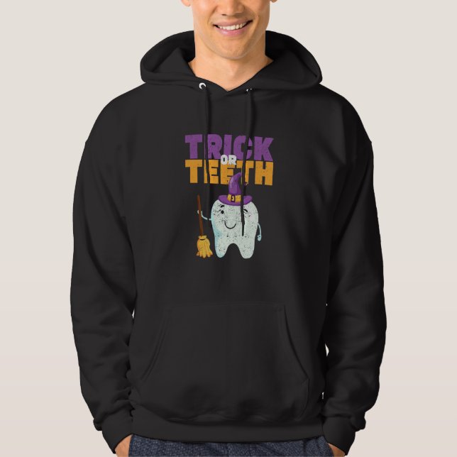 Sudadera Truco o dientes Halloween Sombrero de diente Denti (Anverso)