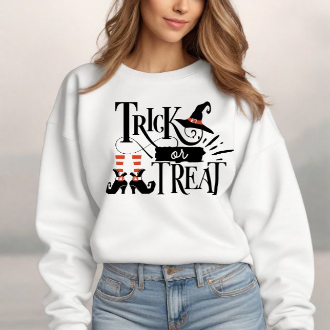 Sudadera Truco o trato de Halloween espeluznante bruja (Celebrate Halloween with our "Trick or Treat" sweatshirt, featuring a fun witch-themed design.)