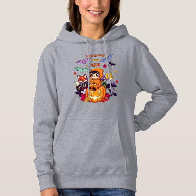 Sudadera Truco o trato Halloween lindo (Anverso)