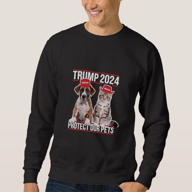 Sudadera Trump 2024 Proteja a nuestros Mascotas Gatos Perro (Anverso)