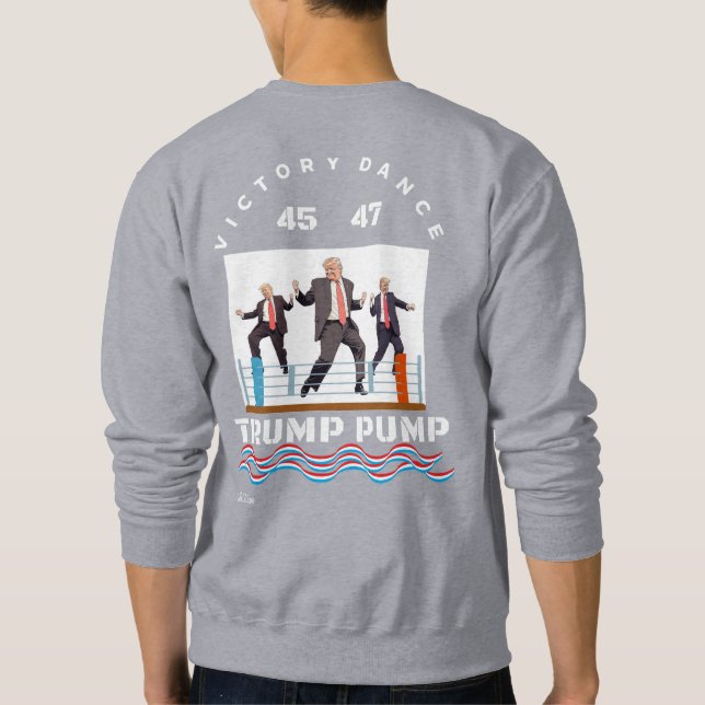Sudadera Trump bombea victoria bailando con camiseta negra (Reverso)