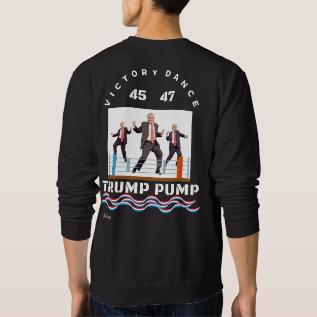 Sudadera Trump bombea victoria bailando con camiseta negra (Reverso)