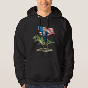 Sudadera Trump montando dinosaurio T Rex USA bandera americ