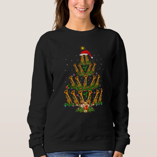 Sudadera Trumpet Music   Xmas Lights Trumpet Christmas Tree (Anverso)