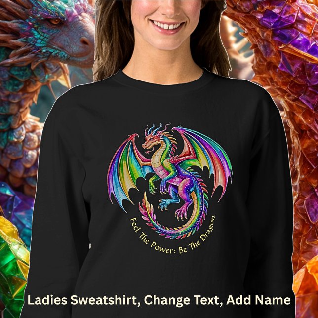 Sudadera Tu Texto Dragón Colorido Siente el Poder  (Subido por el creador)
