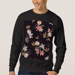 Sudadera Tulipanes de época, fondo morado oscuro