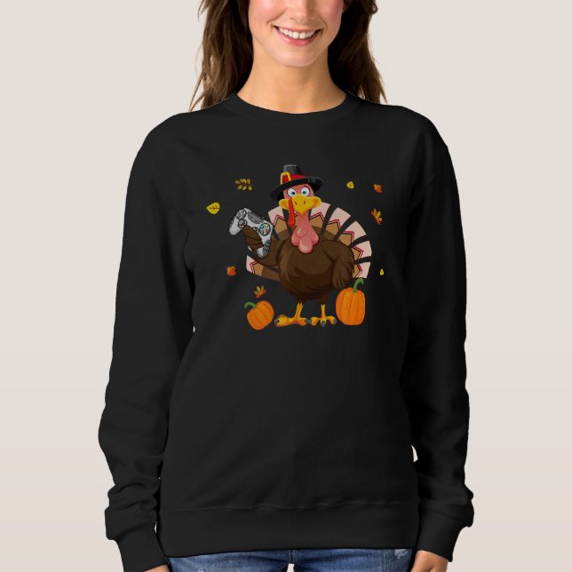 Sudadera Turkey Gamer Pumpkin Thanksgiving Boys Girls Gamin (Anverso)