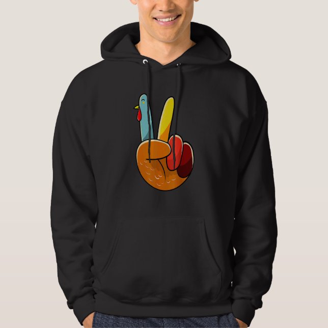 Sudadera Turkey Peace Hand Sign Thanksgiving Thankful Women (Anverso)