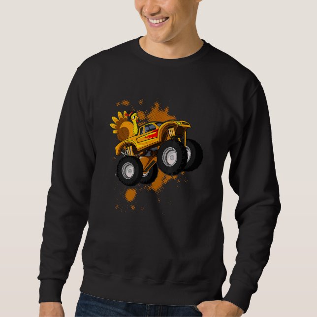 Sudadera Turkey Riding Monster Truck Thanksgiving Men Women (Anverso)