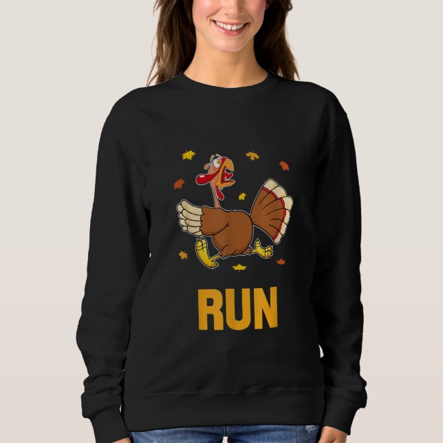 Sudadera Turkey Run Costume Thanksgiving Running Turkey Tro (Anverso)