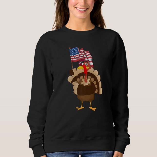 Sudadera Turkey USA Flag Thanks Giving American  Thanksgivi (Anverso)