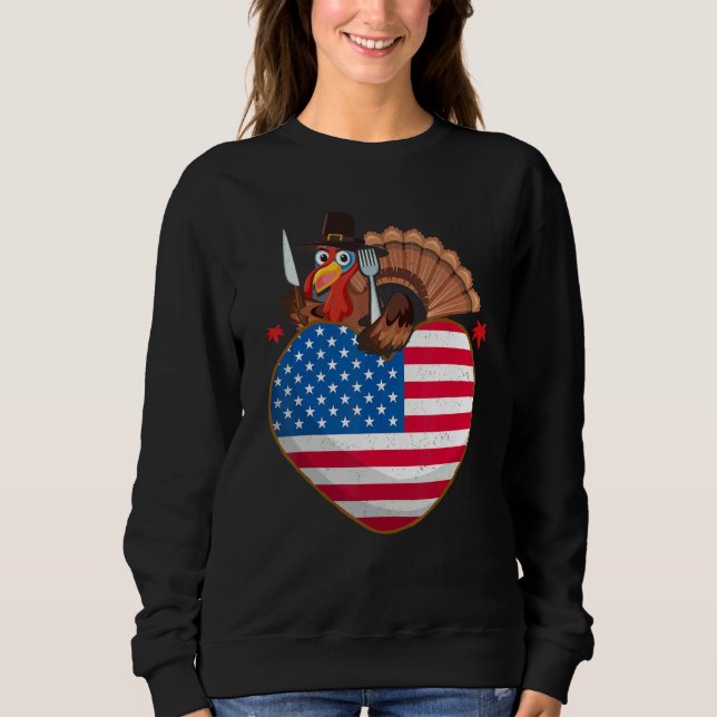 Sudadera Turkey USA Flag Thanks Giving American  Thanksgivi (Anverso)