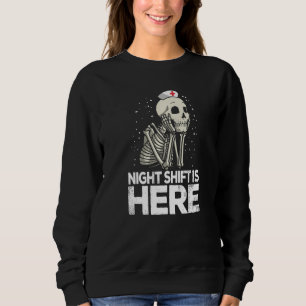 Sudadera Turno de Noche Aquí Enfermera Esqueleto Hospital R