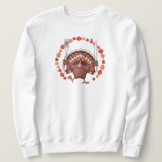 Sudadera Turquía con tenedor y cuchillo | SOLO BLANCO (Anverso del diseño)