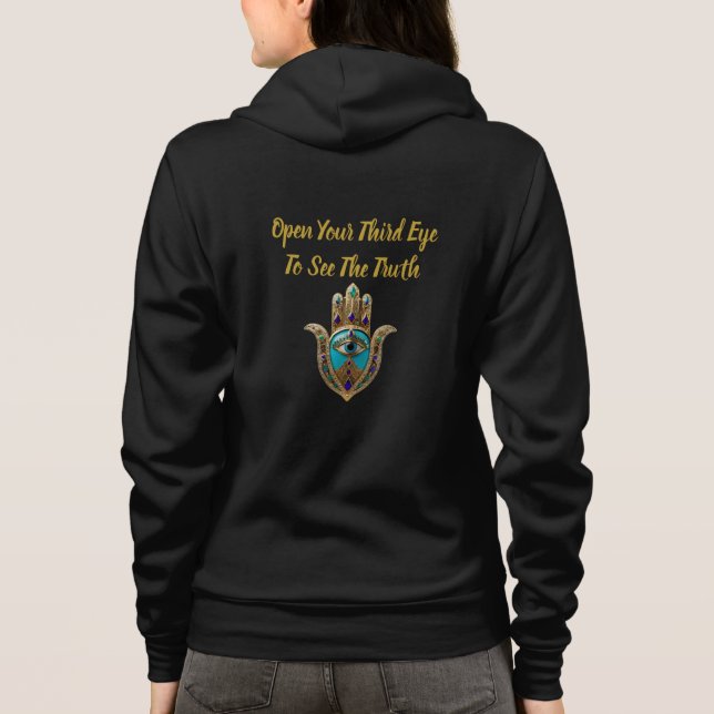 Sudadera Turquoise Third Eye Hamsa Zip (Reverso)