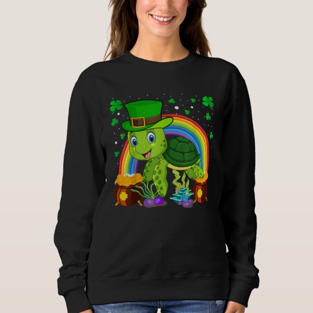 Sudadera Turtle Leprechaun Hat Turtle Rainbow St Patrick's  (Anverso)