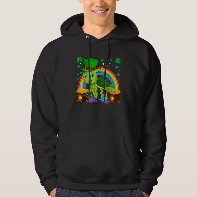 Sudadera Turtle Leprechaun Hat Turtle Rainbow St Patrick's  (Anverso)
