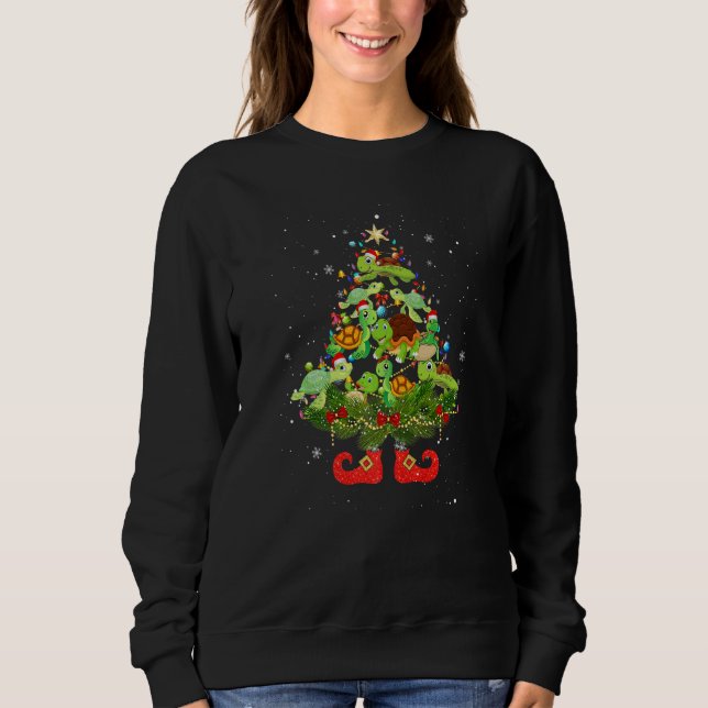 Sudadera Turtles Christmas Tree Lights  Santa Hat (Anverso)