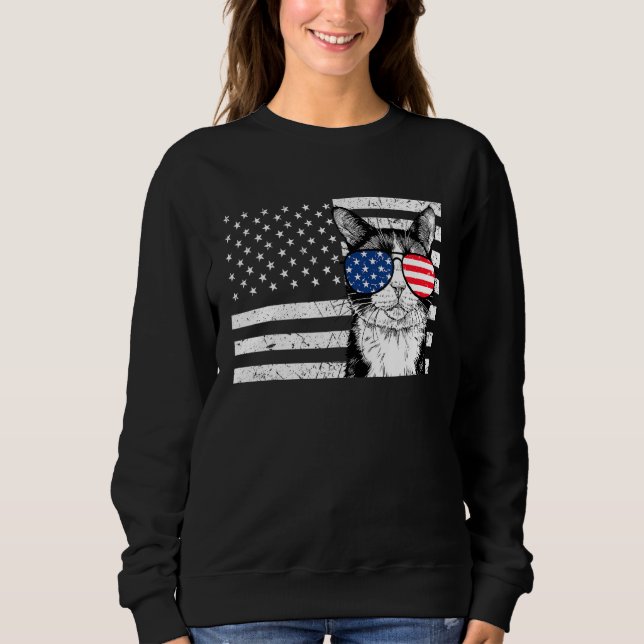 Sudadera Tuxedo Cat 4th of July US American Flag Patriotic (Anverso)
