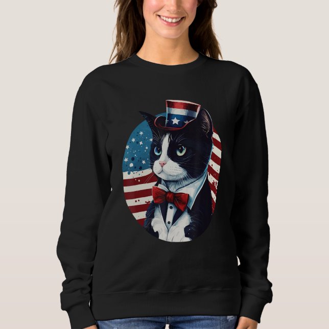 Sudadera Tuxedo Cat Patriot USA 4th of July Men Women (Anverso)