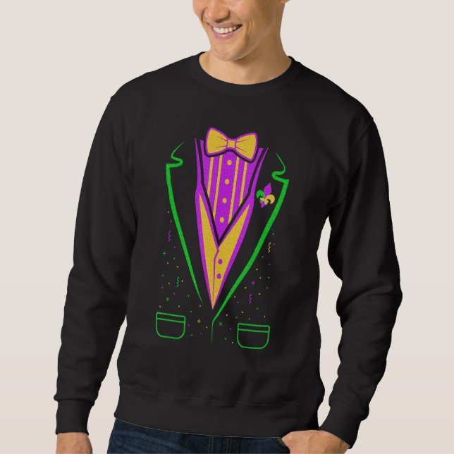 Sudadera Tuxedo Costume Bow Tie Funny Mardi Gras Carnival M (Anverso)
