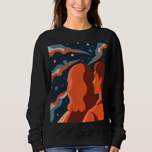 Sudadera Two Figures Contemplating an Abstract Cosmic Scene (Anverso)