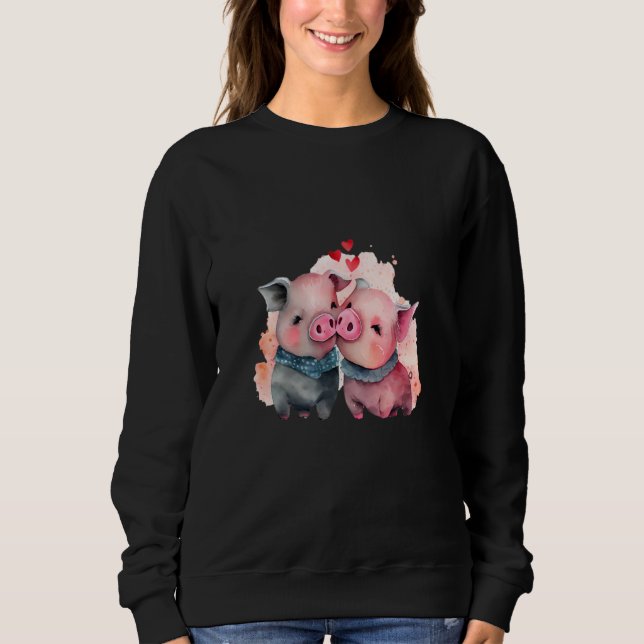 Sudadera Two Loving Pigs In Love Heart Valentine's Day Pig (Anverso)