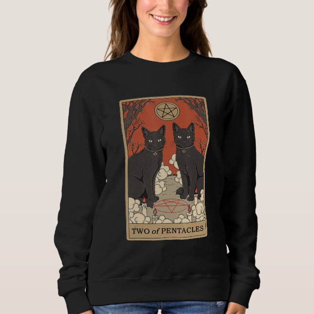 Sudadera Two Of Pentacles Tarot Card Cat (Anverso)