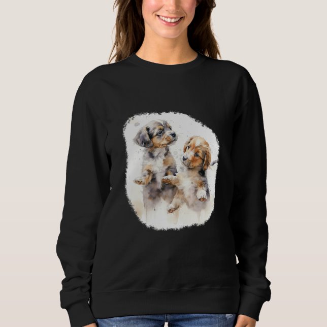 Sudadera Two puppies in watercolour style (Anverso)