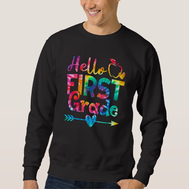 Sudadera Tye Dye Hola De Primer Grado De Vuelta A La Escuel (Anverso)
