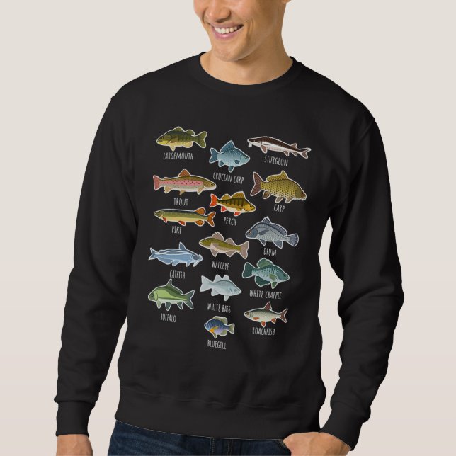 Sudadera Types Of Freshwaterr Fish Species Fishing (Anverso)