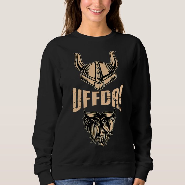 Sudadera Uff Da American Noruega Cita Roots Viking Helme (Anverso)