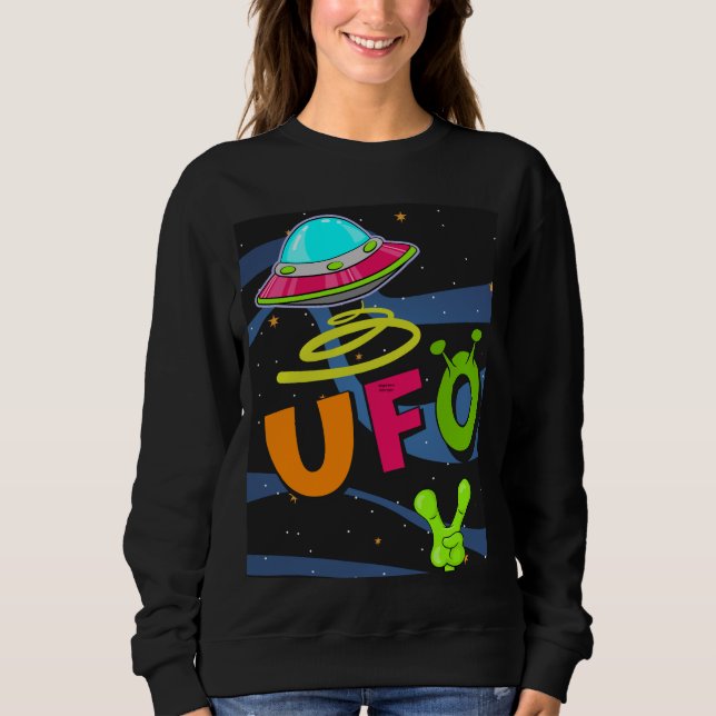Sudadera Ufo en el espacio saluda (Anverso)