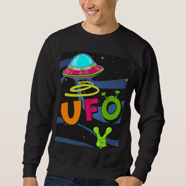 Sudadera Ufo en el espacio saluda (Anverso)