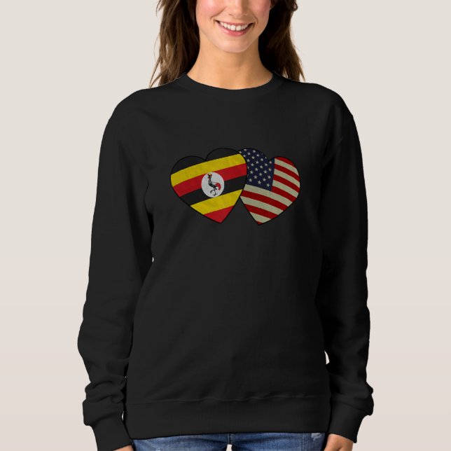 Sudadera Ugandan American Couple Heart Love Flag Valentine (Anverso)