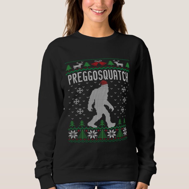 Sudadera Ugly Christmas Family Sasquatch Pregnant Wife (Anverso)