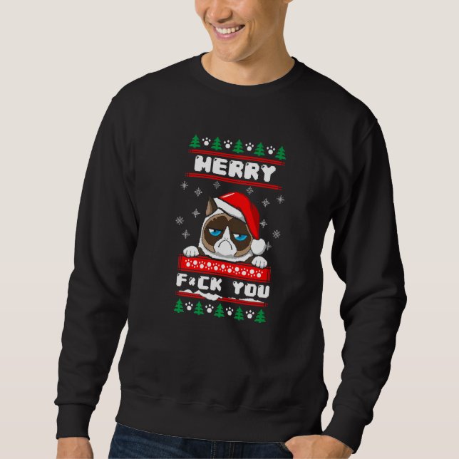Sudadera Ugly Christmas Grouchy Cat (Anverso)