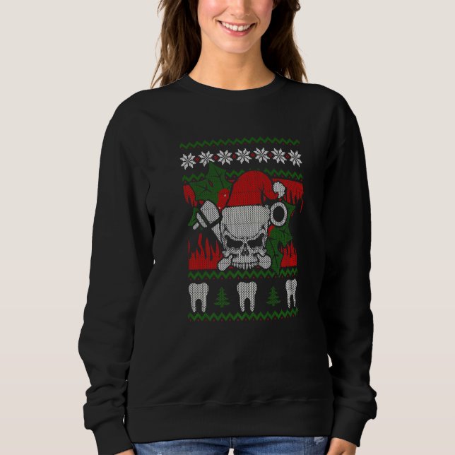 Sudadera Ugly Christmas Santa Skull Dentist  Xmas (Anverso)