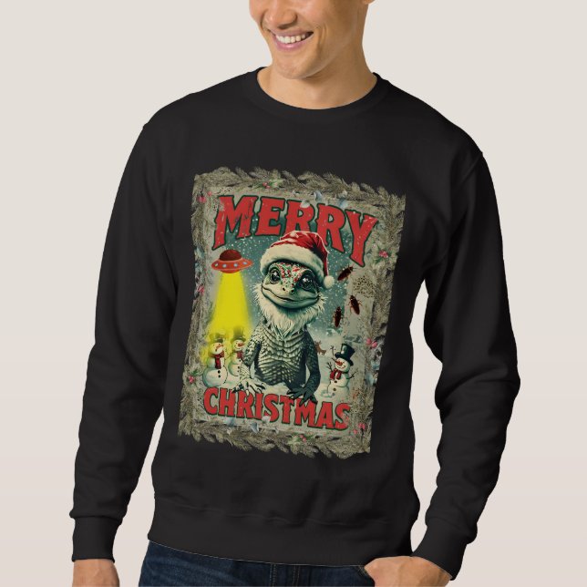 Sudadera Ugly Christmas shirt Santa lizard aliens cockroach (Anverso)