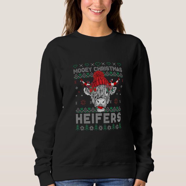 Sudadera Ugly Mooey Christmas Heifers Santa Cow (Anverso)