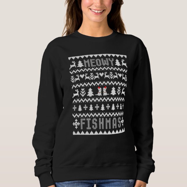 Sudadera Ugly White Christmas  Meowy Fishmas (Anverso)